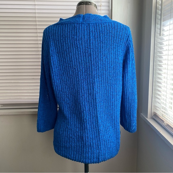 NIC+ZOE Women's Cobalt Blue V-Neck Knit Sweater Size M - Picture 5 of 10